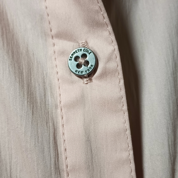 LS Button Down Stretch Faux WrapBlouse Blush Kenneth Cole New York Rose Petal - Picture 13 of 16